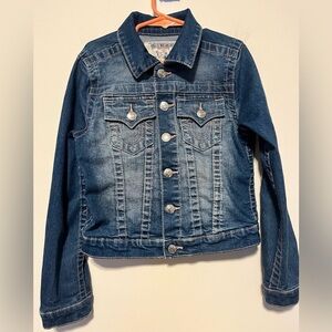 True Religion Kids Denim Jacket Pink Stitching Size 6X